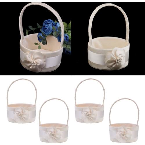 Pieces of 4 Romantic Satin Bud Flower Wedding Ceremony Flower Girl Petals Basket