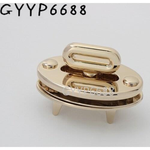 5sets 64*44mm round shape light gold polished twist lock for luxury handbag chain purse metal turn lock handbag fasteners