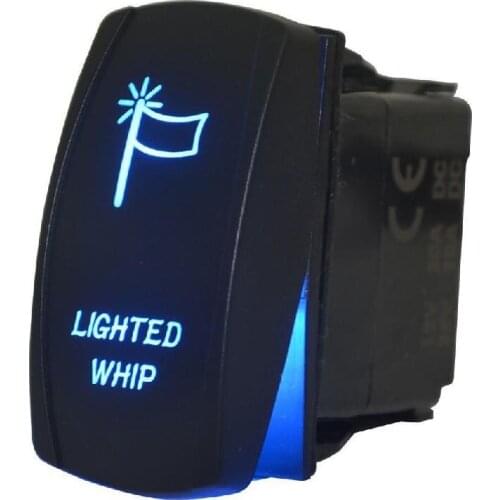 5 Pin Laser Lighted Whip Rocker Switch On-Off LED Light 20A 12V Blue For Fog Lamps/ Headlights/Taillight/Work Lights