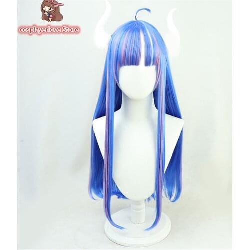 Anime One Piece Ulti Cosplay Blue Pink Mixed Long Straight Headwear for Cosplay Halloween Carnival Costume