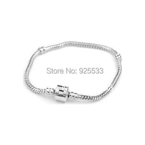 Free shipping 10pcs/lot silver plated 16cm-22cm fashion jewelry chains snake chain big hole beads European DIY bracelet