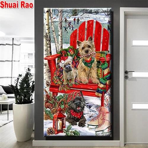 Large size diamond embroidery Cairn Terrier Christmas Art 5d diamond painting full square drill dream life diamond mosaic Dog 3d