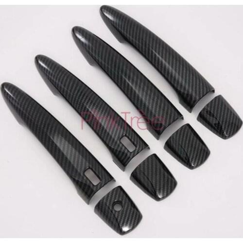 For Nissan Altima 2019 2020 Carbon Fiber Color ABS Chrome Door Handle Cover Trim Sticker Car Exterior Accessories