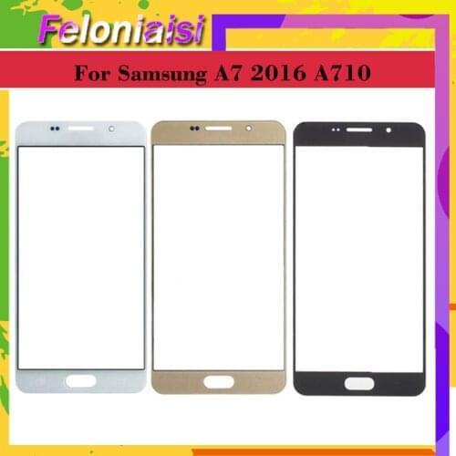 For Samsung Galaxy A7 2016 A710 A710F SM-A710F/DS Touch Screen Front Glass Panel TouchScreen Outer Glass Lens NO LCD