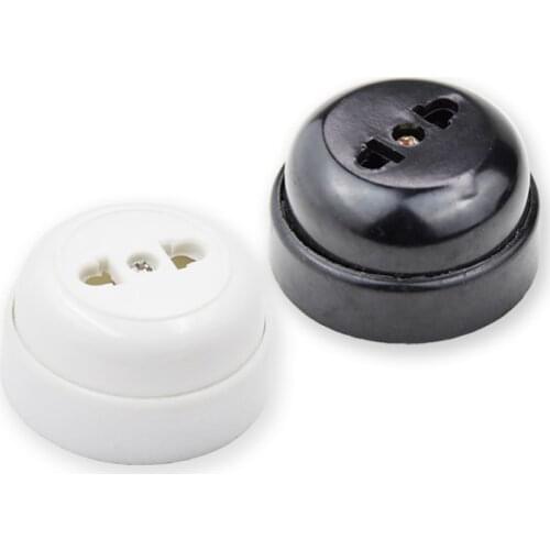 Retro Electrical Socket Wall Outlet Round-shaped EU Socket Brown Black White Black 10A250V