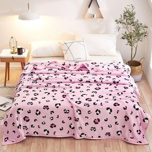 Fleece Blanket Classic Pink Leopard Blandets Heart Deer Warm Throw Bed Sheet Cover Stripe Single Double Bedspread Home Textile