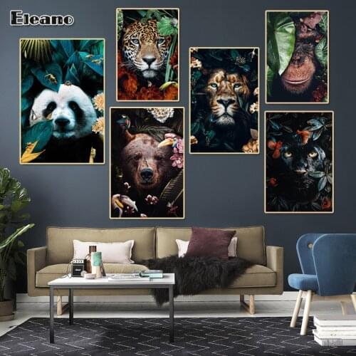 Canvas Painting Abstract Art Flower Panda Elephant Tiger Lion Poster and Prints Hoom Decor Living Room Wall Modern Art Picture