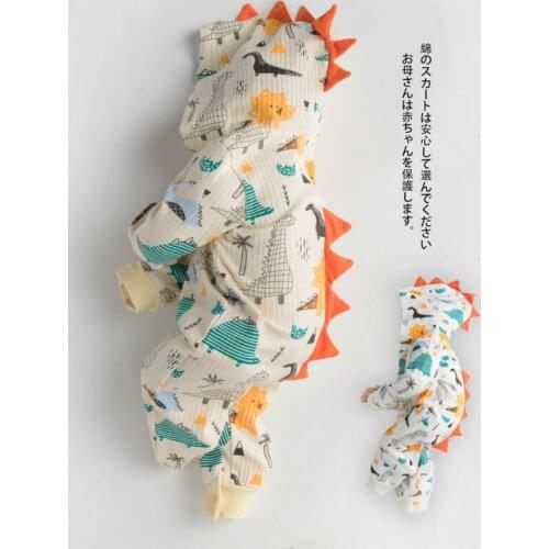 2020 Baby clothes Hooded Dinosaur Jumpsuit girl dinosaur romper spring autumn cotton cute New born baby romper 0 3 6 9 12 months
