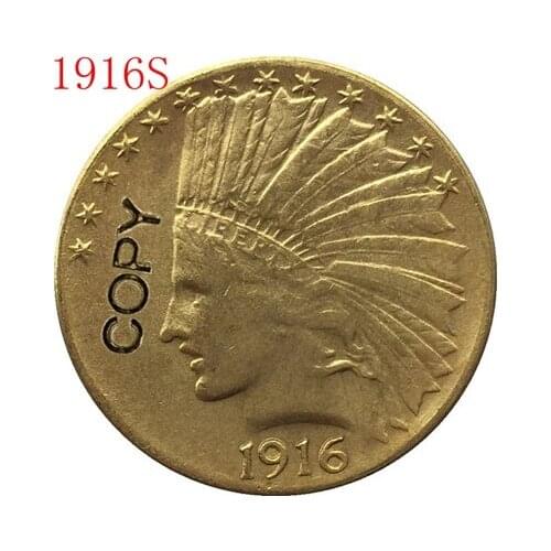 24- K gold plated 1916-S Indian head $10 gold coin COPY