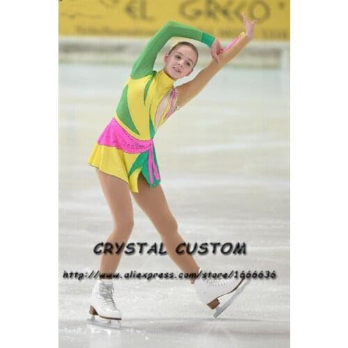 Hot Sales Ice Figure Skating Dresses Fashion New Brand Competition Child Figure Skating Dress Crystal DR3693