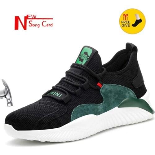 Mens Safety Shoes Air Mesh Steel Toe Work Shoes Breathable Lightweight Anti-puncture Boots Mens Casual Boots Indestructible