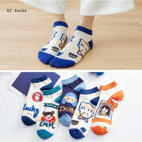 New Kawaii Cartoon Girls Short Socks Girls Cotton Harajuku Fashion Japanese Cool Summer Soft Funny Happy Classic Women Socks