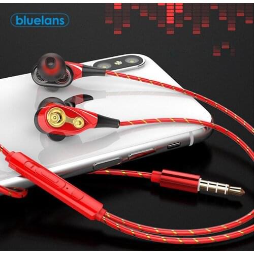 New 3.5mm In Ear Earphones Wired Headset Gamer For Computer iPhone Samsung Xiaomi Dual Drive Stereo Sport Earbuds With Mic