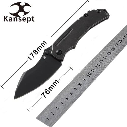 Kansept Knives Pelican Edc K1018A4 Folding Pocket Knives Black Ti-coated 3.0'' S35VN Blade Titanium Handle Pocket Multitool