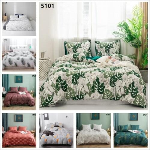 Leaf Print Quilt Cover and Pillowcase Bedroom Decor Accessories Cotton Twin Queen King Size Duvet Covers Sets Hemming Twill Home
