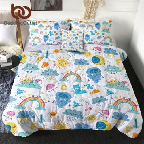BeddingOutlet Rain Quilt King Size Storm Summer Blanket Cartoon Bedding Set for Kids Colorful Rainbow Air-conditioning Comforter