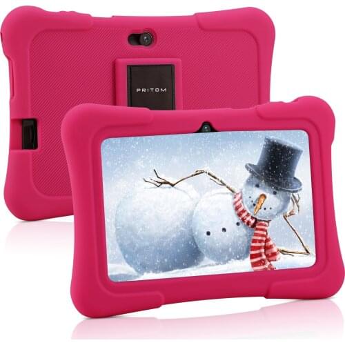 PRITOM K7 7 inch Kids Tablet Android 10.0 PC 1GB RAM 16GB ROM Quad Core Tablets WiFi Bluetooth Dual Camera with Kids Tablet Case