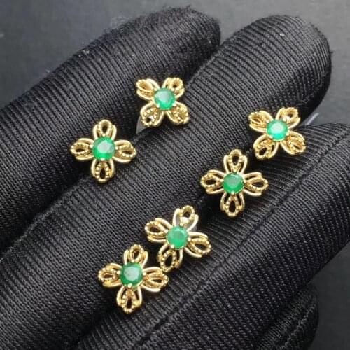 Natural Real Emerald Earring 925 Silver sterling Fine Charm Jewelry for Women Wedding Party Earring