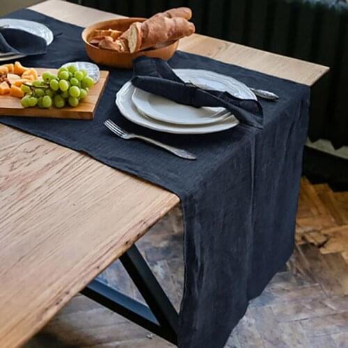 Natural Linen Table Flag Nordic Style Plain Stone Washed Ruffles Tablecloth INS Table Mat Tea Table Cloth Lotus Edge Tablecloth