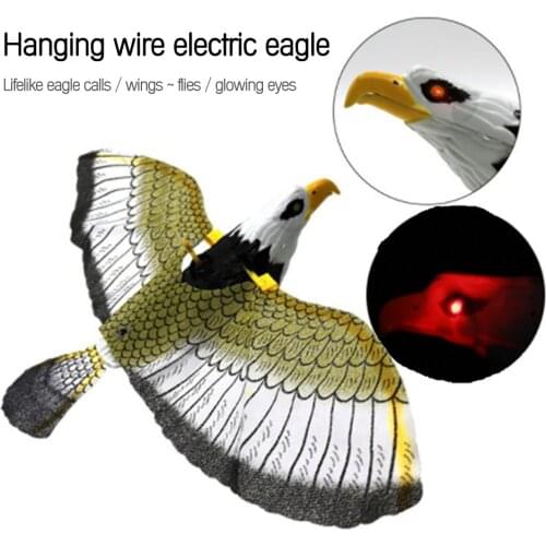 Luminous Bird Repellent Hanging Eagle With Music Electric Pigeon Scarer Lifelike Flying Falcon Garden Decoration Plant Protector