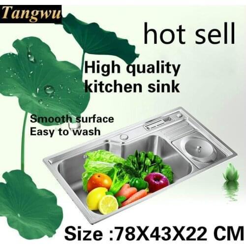 Tangwu High quality multi-functional stainless steel kitchen sink large single groove fittings is complete 78x43 x22 cm