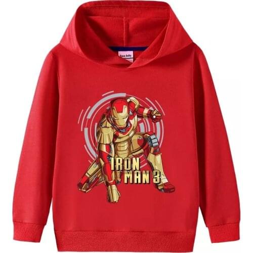 Cartoon Disney Avengers Marvel Superhero Iron Man Hoodies Boys Sweatshirt Children Tracksuits Toddler Kids Hooded Pullover Top