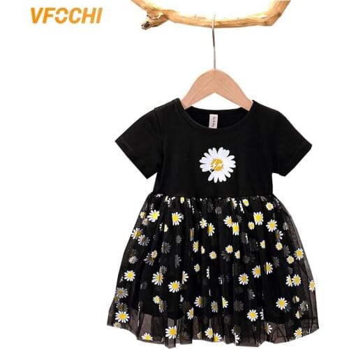 VFOCHI New Girl Princess Dresses Summer Girls Clothes Floral Print Lace Kids Party Dresses for Girl Ball Gown Cute Girl Dresses