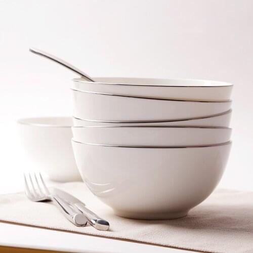 High quality 6 Inch bone china ceramic luxury on glazed decorative bowls handpainted gold salad noodle soup rice bowls tableware