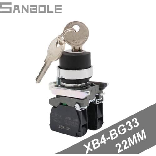 Protect Type XB4-BG33 Selector Switch Zbe Bring Key Three Block Knob Two Normally Open Push Button 22MM 10A/440V