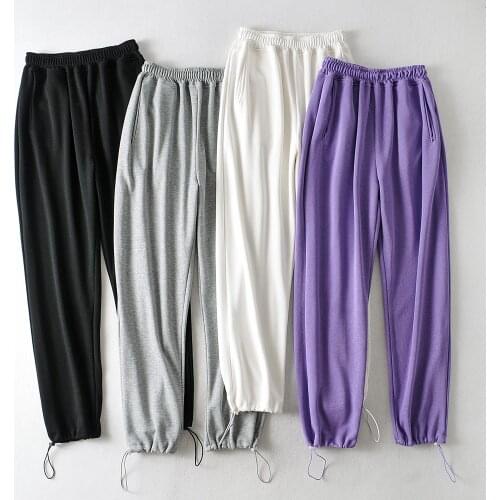 Women Fashion Streetwear Baggy Elastic High Waist Harem pants Winter Solid Sports Oversized Velvet Pants
