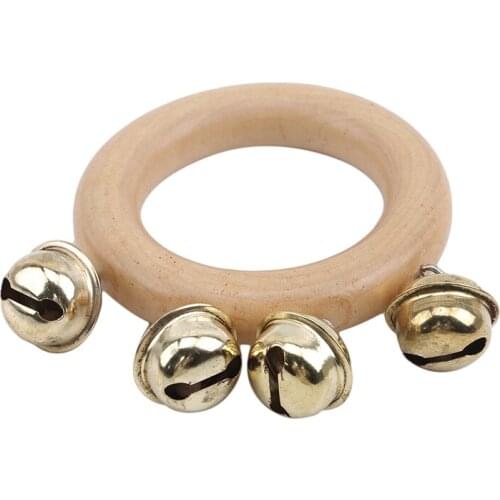 1Pc Wooden Kid Toys Handbell Rattle Baby Kid Child Early Educational Musical Instrument Rhythm Beats Shaking Tambourine Bell Toy