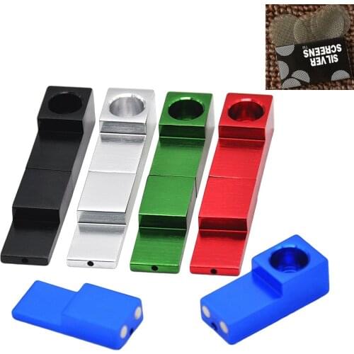 1PCS mini pipe metal portable creative square smoking pipe folding magnet Pocket travel pipe tobacco Accessories