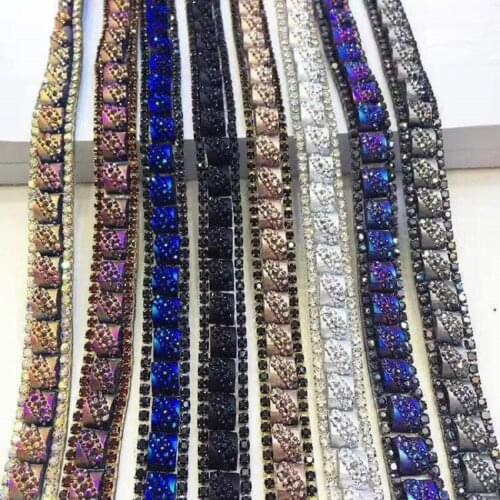 Hotfix Rock Diamond Crystal 1Yard/Lot 11mm Width Rhinestone Chain Tape Applique Banding for Accessories