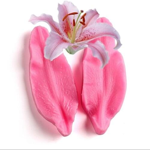 2Pc Lily Flower Leaf Embosser Printing Chocolate Wedding Decoration Silicone Mold Baking Fondant Sugar Process Kitchen Baking