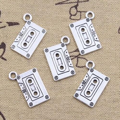 20pcs Charms Retro 80s Cassette Tape 20x13mm Antique Silver Color Pendants DIY Crafts Making Findings Handmade Tibetan Jewelry