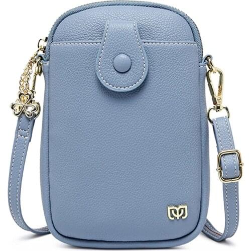 2021 Women Wallet Shoulder Mini Leather Bags Straps Mobile Phone Big Card Holders Wallet Handbag Money Pockets Girls Small Bags