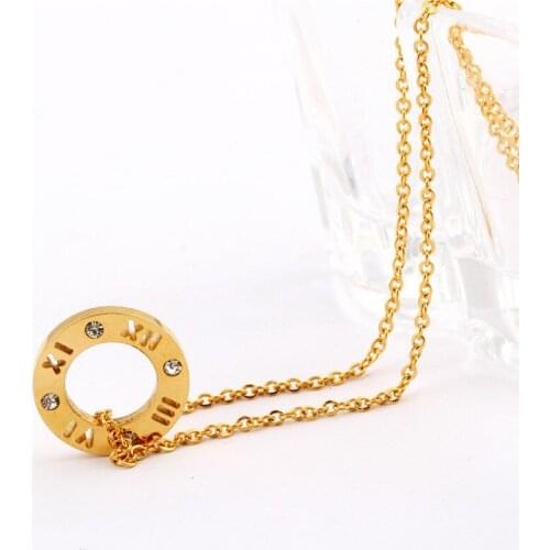 2021 High Quality Fashion Jewelry Crystal from Austrian Titanium steel Roman numerals inlaid zircon necklace Fit Women