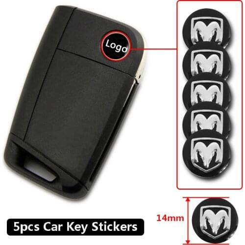 5pcs Car Remote Key Badge Emblem Replacement Button Stickers For Dodge RAM 1500 Charger Challenger Avenger Caliber Nitro Caravan