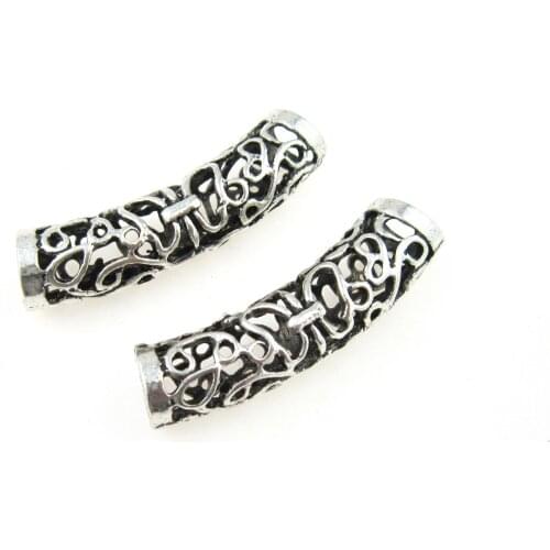 Curved tubes Butterfly bracelet tubes 6.5mm Round leather cord necklace tube -5pcs RT04