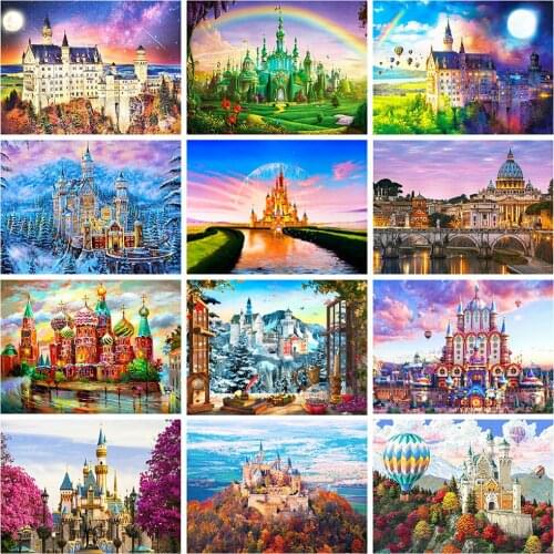 5D Full Square/Round Diamond Painting Castle Diamond Embroidery Cross Stitch Scenery Rhinestone Pictures Home Decoration