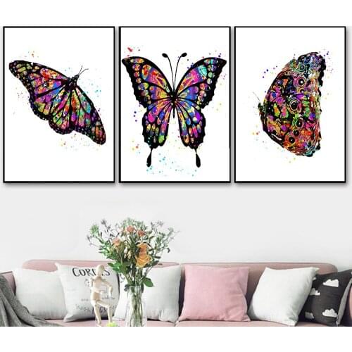 Abstract Watercolor butterfly Picture Wall Poster Modern Style Canvas Print Painting Art Aisle Living Room bedroom Decoration
