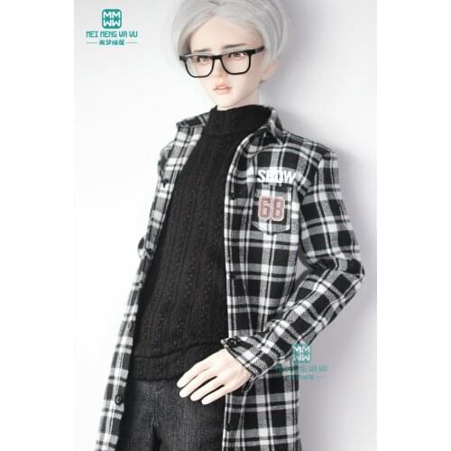 BJD doll clothes for 60-70cm BJD uncle Black and white plaid shirt, vest, slacks