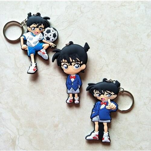 Hot Sale Diy Handmade Pvc Keyfob Figure Chain Japan Anime Chain Cartoon Detective Conan Keychain Football Soccer Llavero Sport