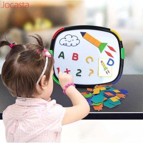 2 Styles Double-Sided Magnetic Puzzle Drawing Board with Math Alphabet Learning Erasable Writing Tablet Kids Educational Toys