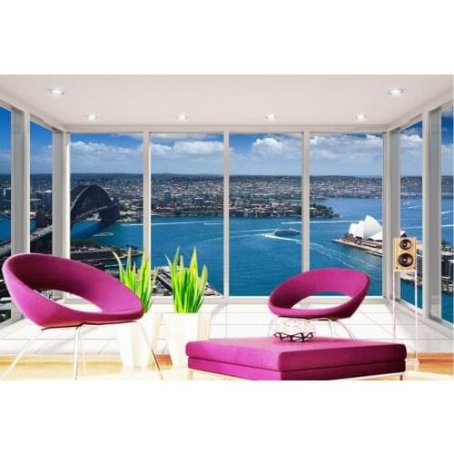 Sydney Opera House floor balcony landscape Living room TV backdrop bedroom 3d photo wallpaper