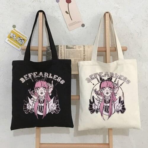 High Street Female Gothic Aesthetic Canvas Bag Loose Punk Dark Fashion Casual Female Large Capacity Canvas Gothic Harajuku y2k