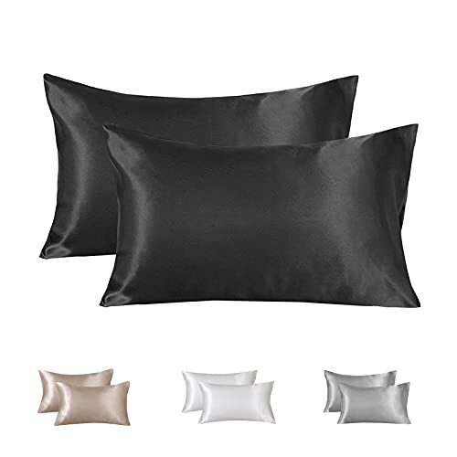 HOTNIU 2 Pieces Satin Silk Pillowcases Smooth Silky Pillow Cover for Hair and Skin Luxury Pillow Cases Standard Size 20 x 30in