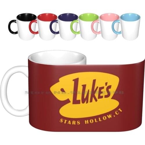 Lukes Ceramic Mugs Coffee Cups Milk Tea Mug Luke Coffee Breakfast Lunch Dinner Food Pot Of Coffee Cup Stars Ct Logo Yellow