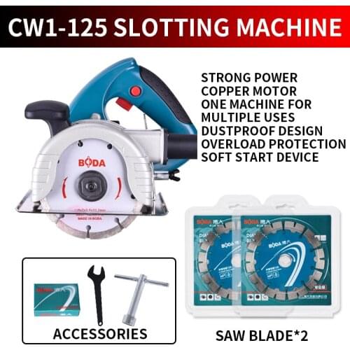 CW1-125 Cutting Wall Slotting Machine 220V Concrete Cutting Wall Machine Portable Water And Electricity Wall Slotting Machine