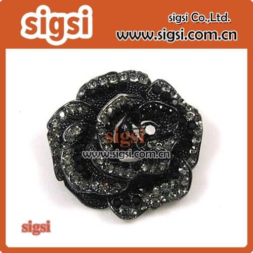 Copper metal wedding decorative flower rhinestone brooch